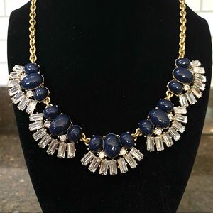 J Crew Navy and Crystal Statement Necklace
